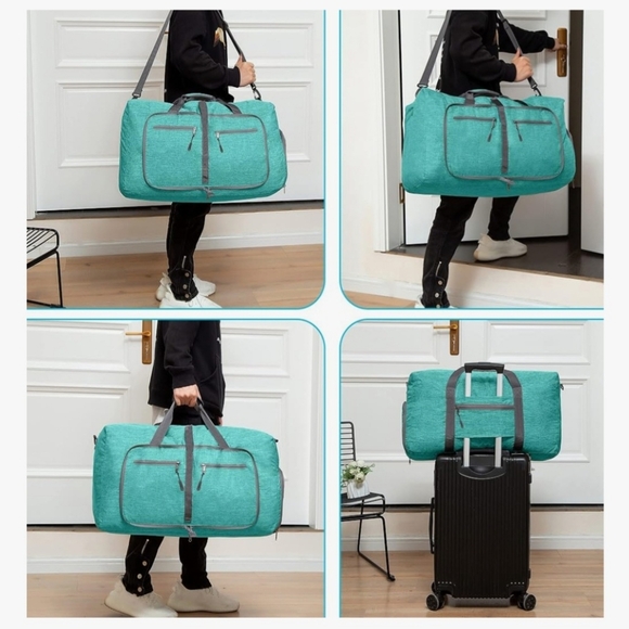 85L Light Teal Foldable Duffel Bag - Picture 3 of 12